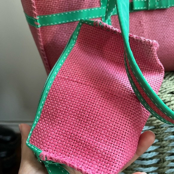 RALPH Ralph Lauren Watermelon Pink-Green Straw-woven Shoulder bag - Picture 8 of 14